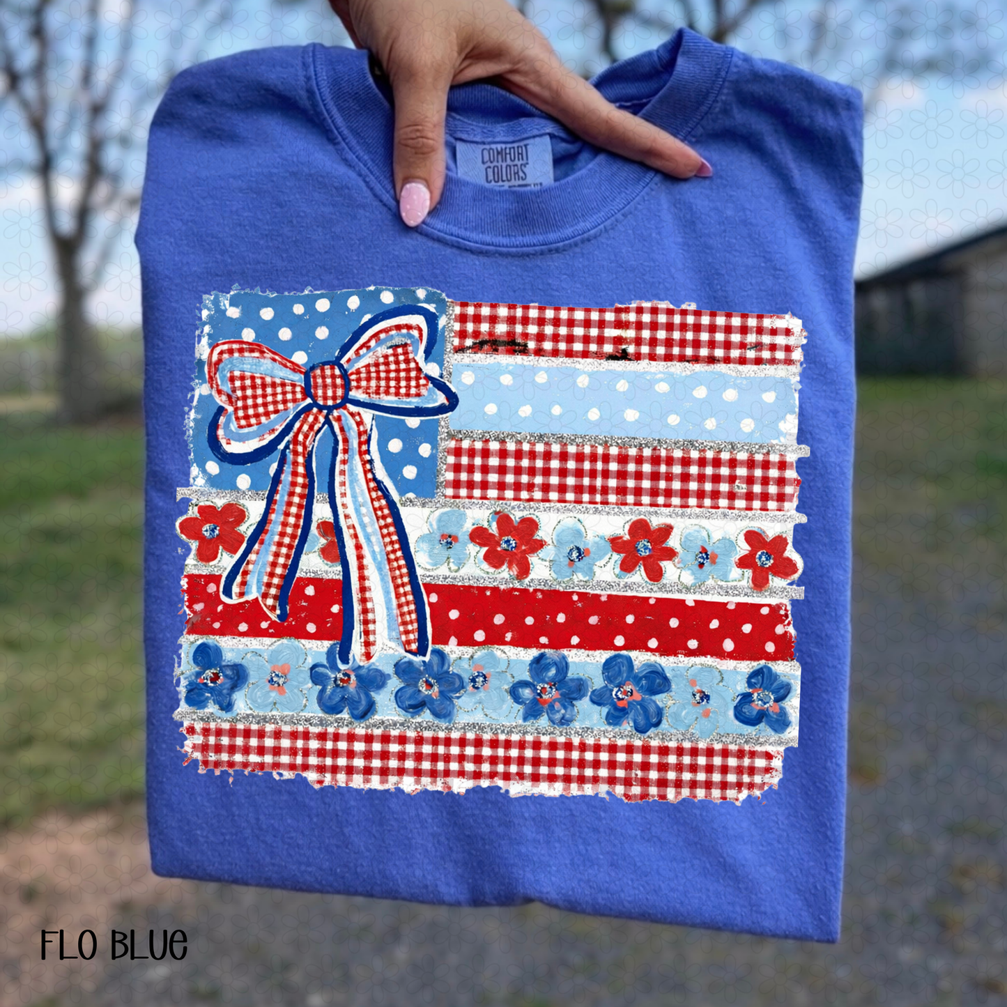 Coquette Flower USA Flag DTF Transfer
