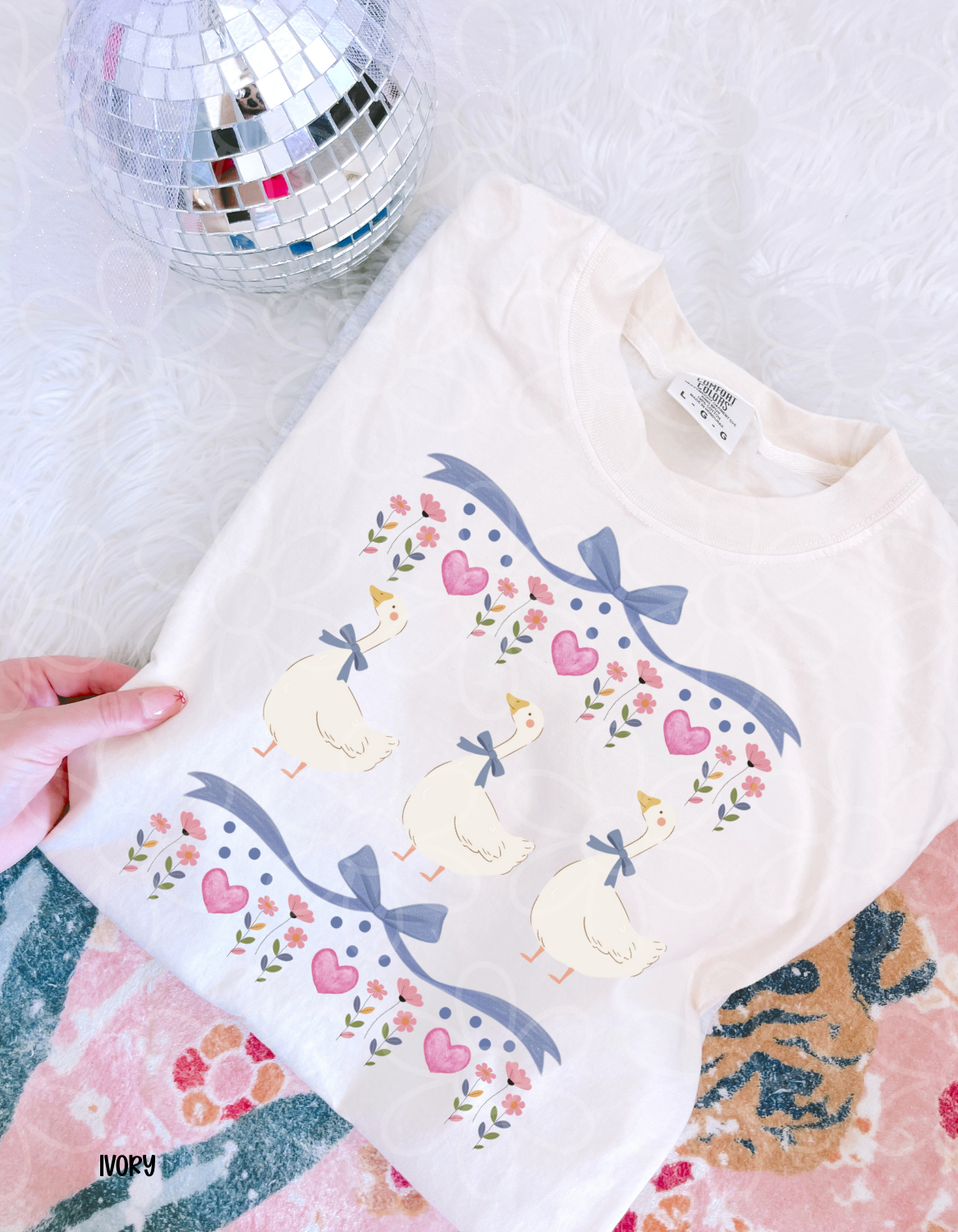 Coquette Hearts Geese Completed Tee
