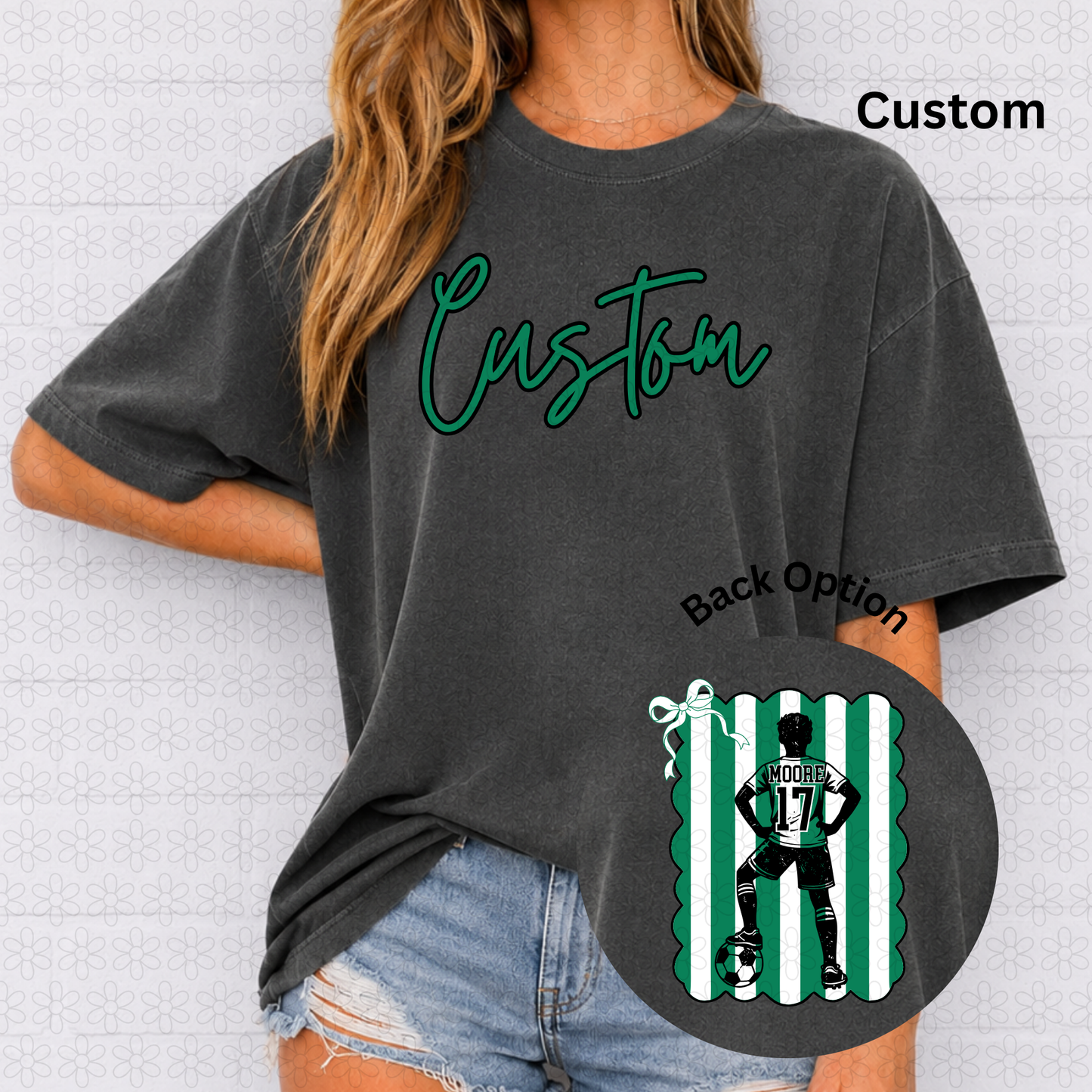 Coquette Bow Stripes Boy and Girl Soccer DTF Transfer