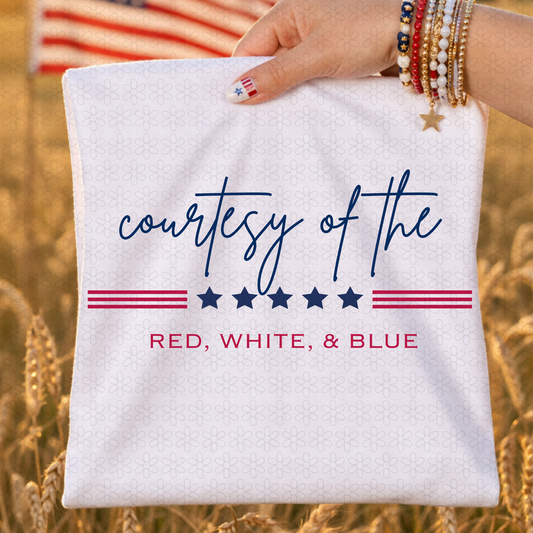Courtesy of the red,white & Blue Completed Tee