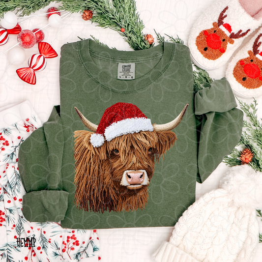 Cow Santa Hat Completed Tee
