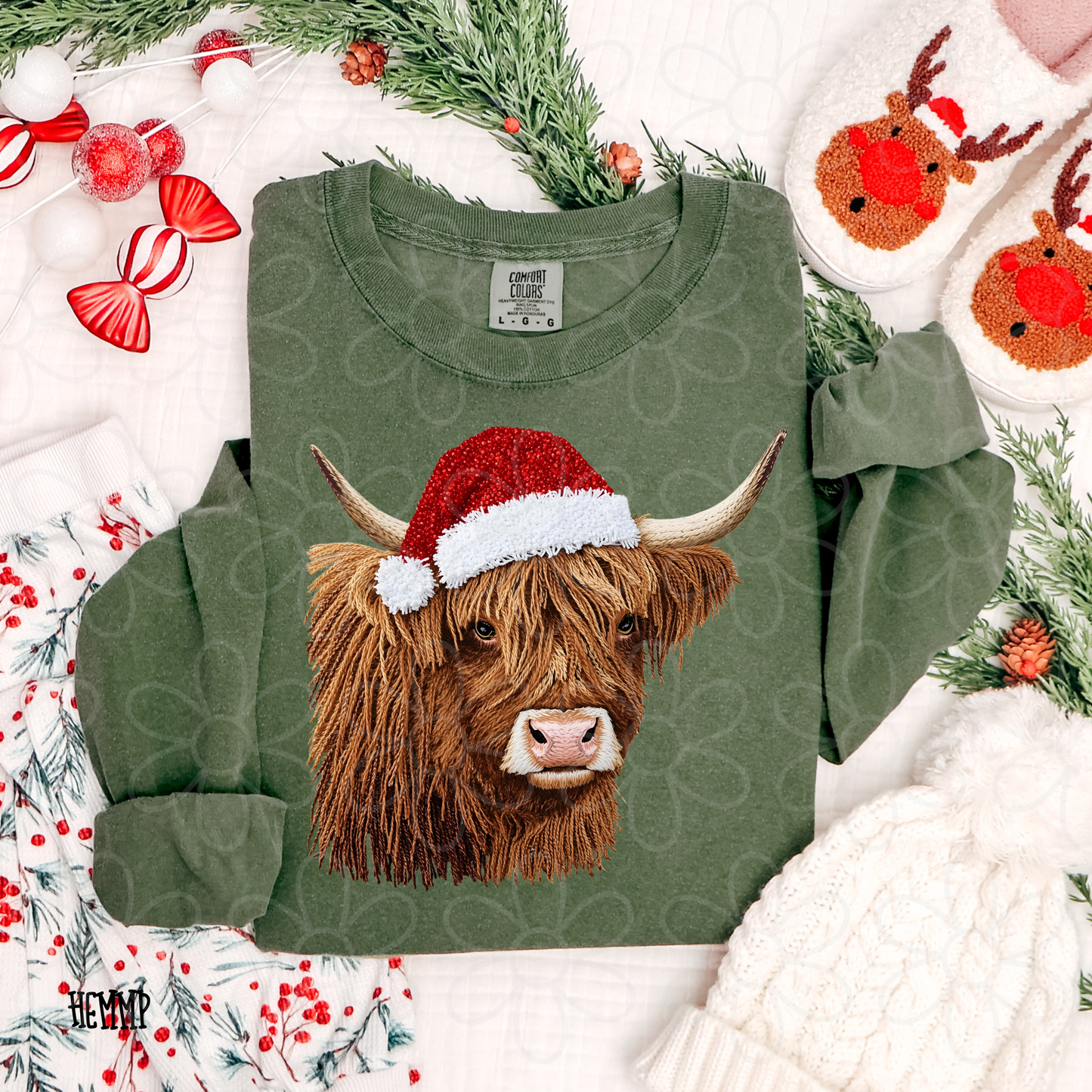 Cow Santa Hat Kids Completed Tee