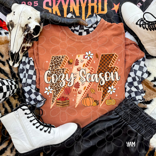 Cozy Season Fall Lightning Bolts DTF Transfer