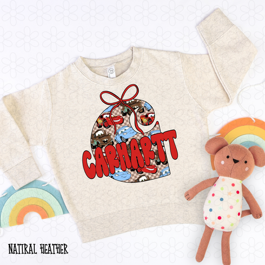 Crahartt Brown Checkered Cars Kids Completed Tee