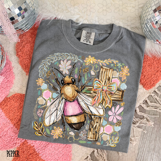 Cross Flowers Bumble Bee Completed Tee