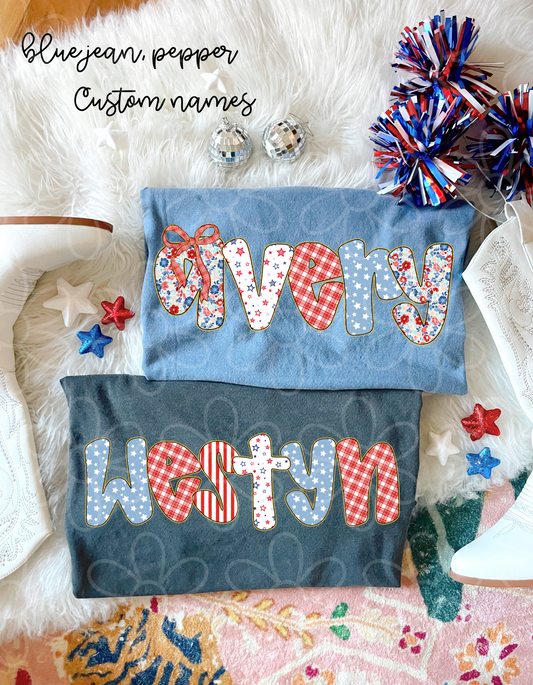 Custom 4th Of July Name Kids Completed Tee