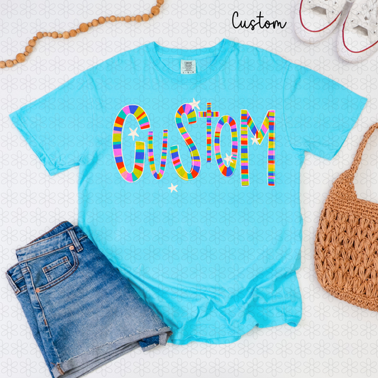 Custom Colorful Name Completed Tee