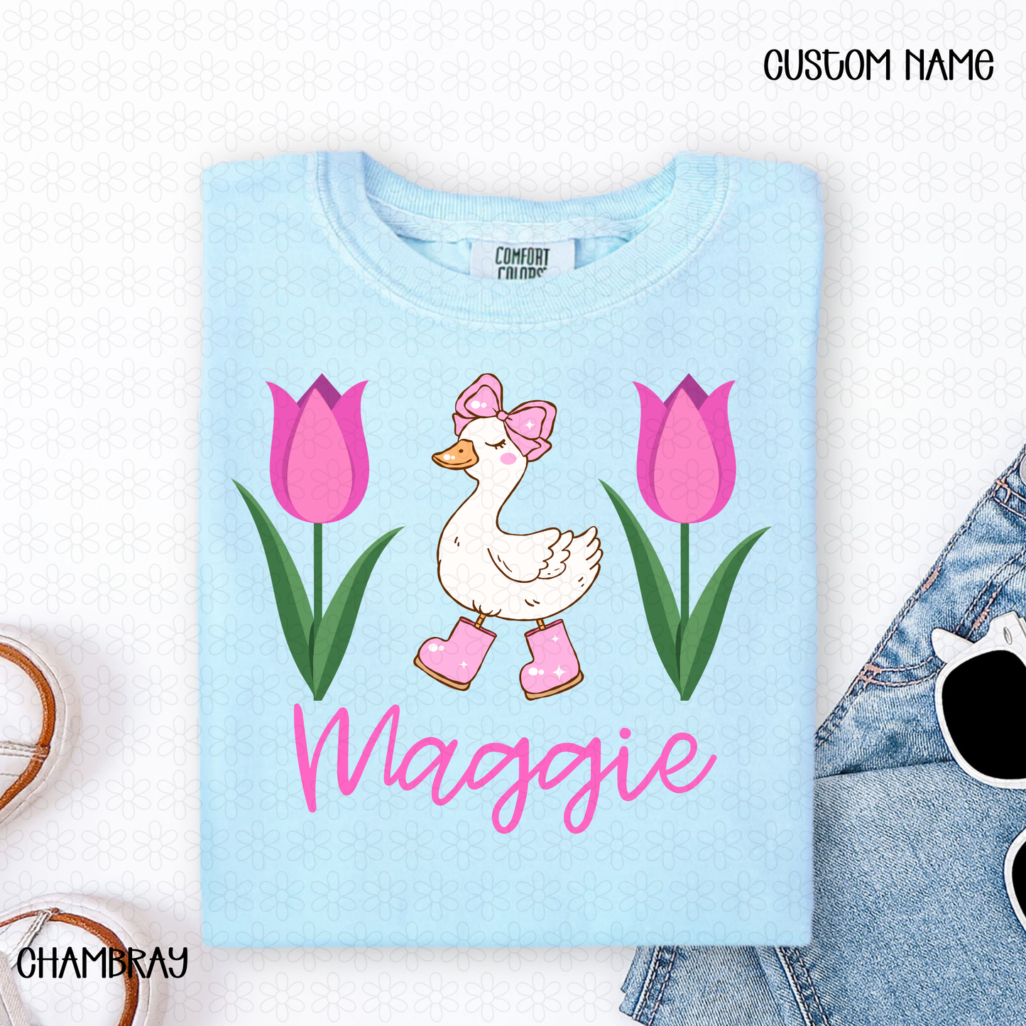Custom Flower Goose Completed Tee