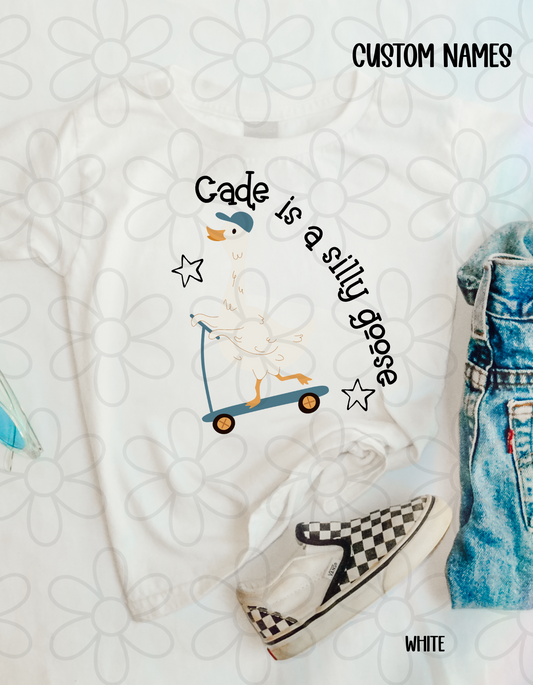 Custom Name Boys Silly Goose Kids Completed Tee
