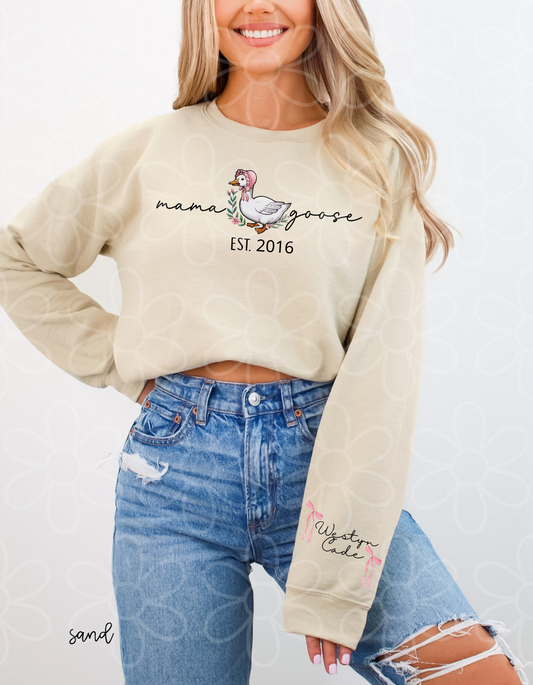 Custom Name Mama Goose Completed Tee