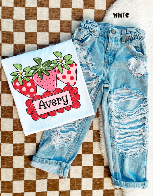 Custom Names Strawberries Completed Tee