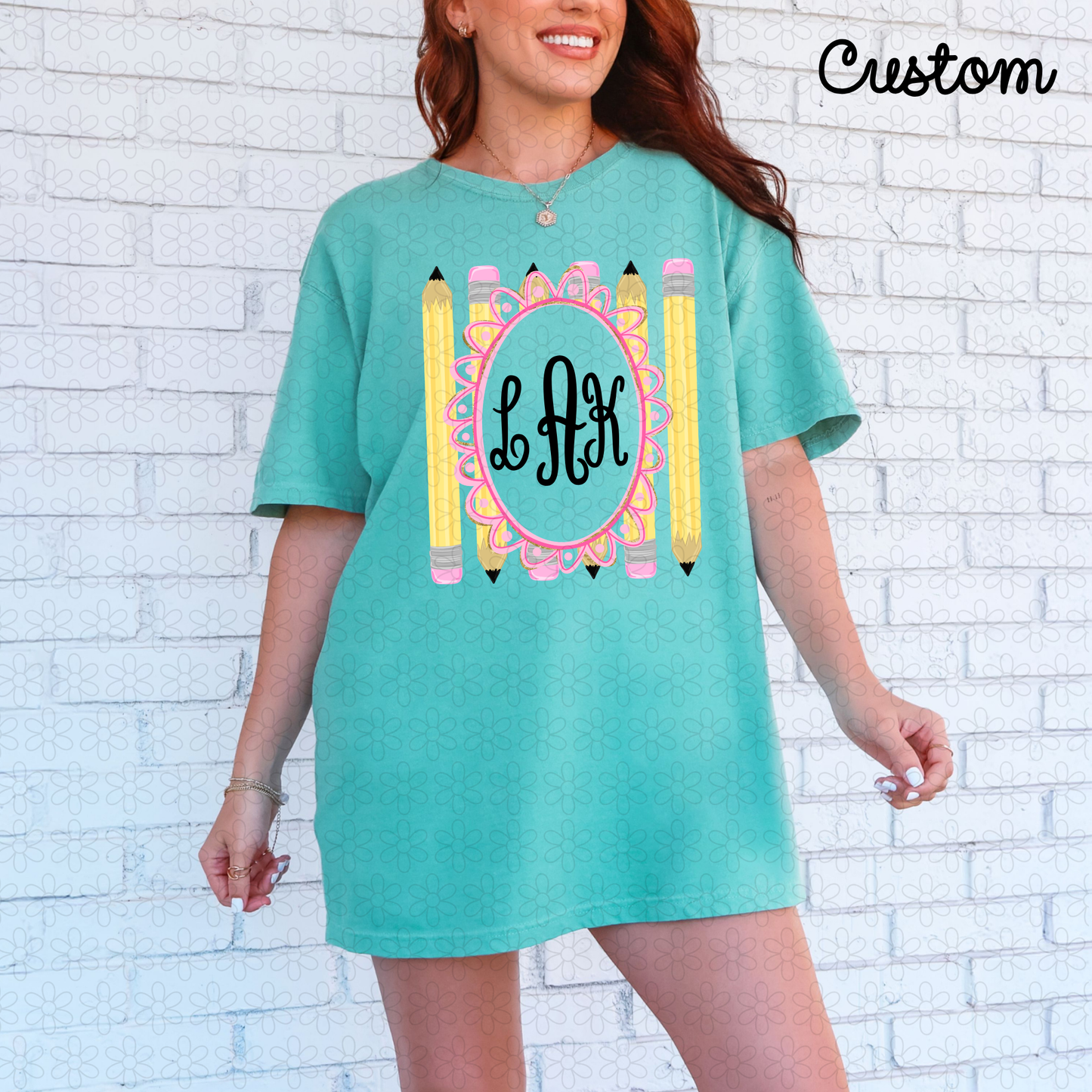 Custom Pencil Monogram Completed Tee