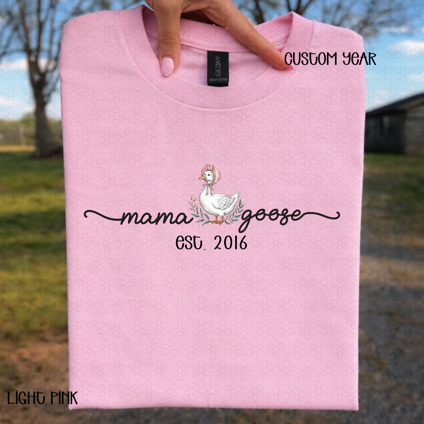 Custom Year Mama Goose Completed Tee