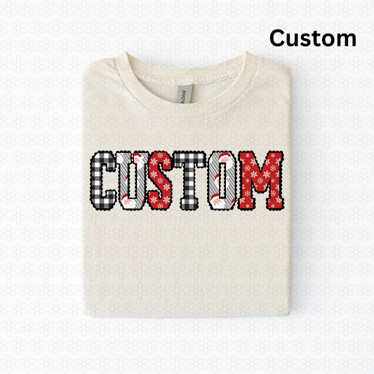 Custom Alpha-Hey Santa DTF Transfer