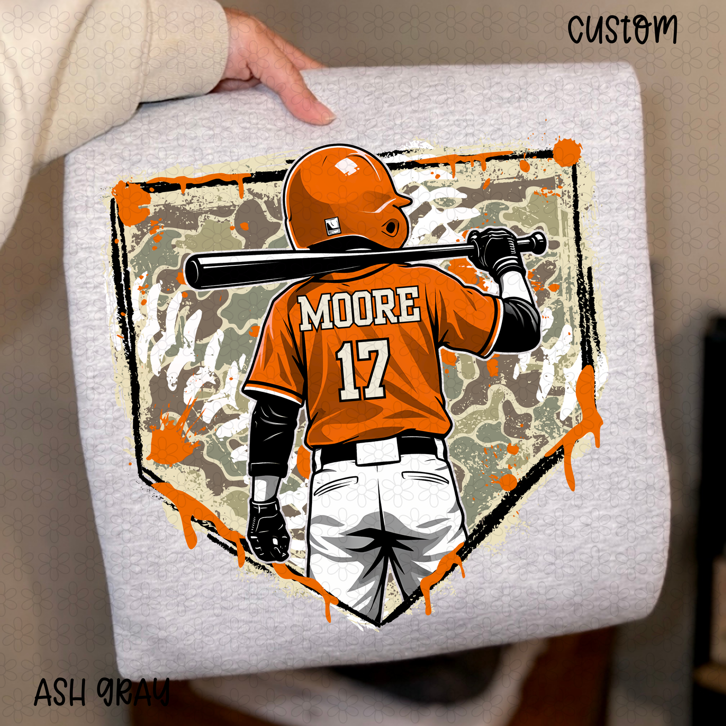 Custom Baseball Camo base (Multiple Color Options)  DTF Transfer