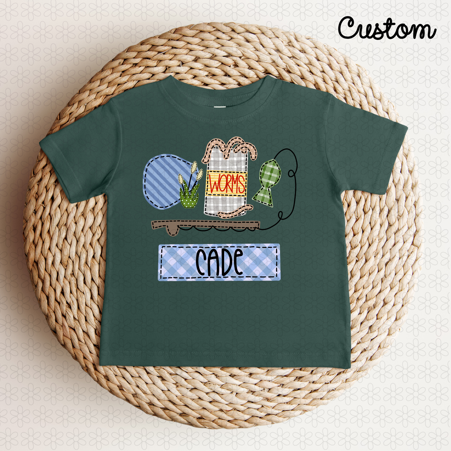 Custom Blue Fishing Name Plate DTF Transfer