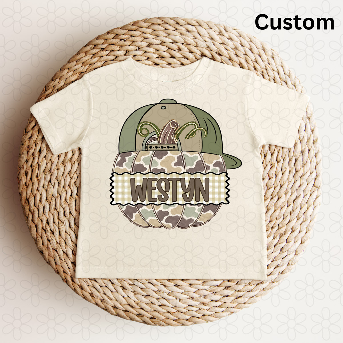 Custom Camo Pumpkin Nameplate DTF Transfer