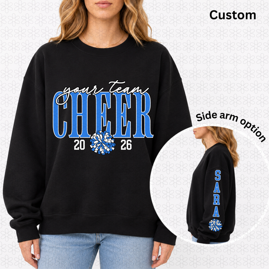 Custom Cheer with Pom and Sleeve Completed Tee