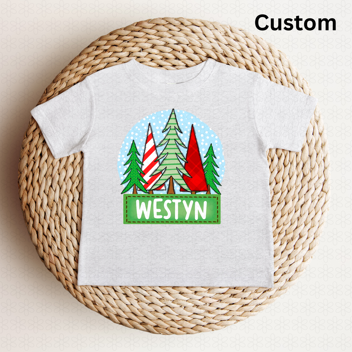 Custom Christmas Tree Nameplate Green DTF Transfer