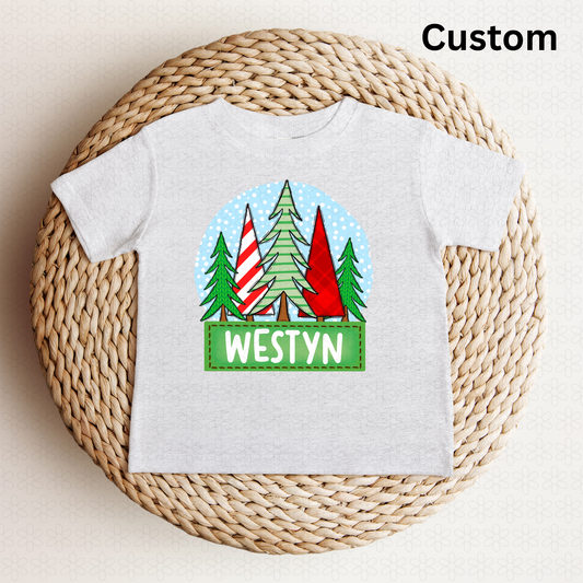Custom Christmas Tree Nameplate Green Completed Tee