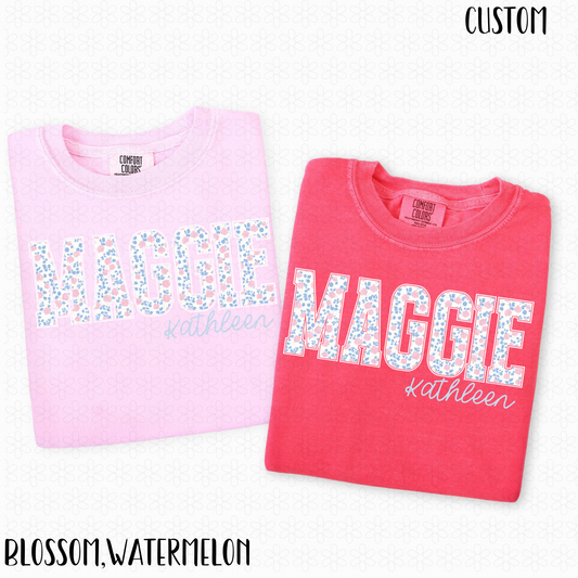 Custom Floral Names DTF Transfer