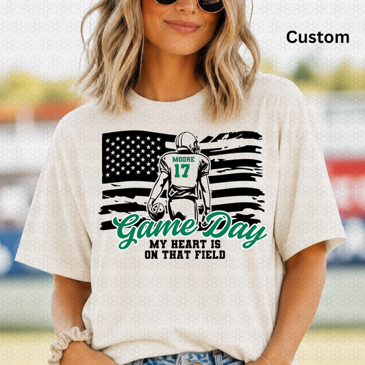 Custom Football Flag Single Player Completed Tee