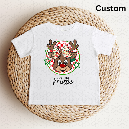 Custom Girl Reindeer Completed Tee