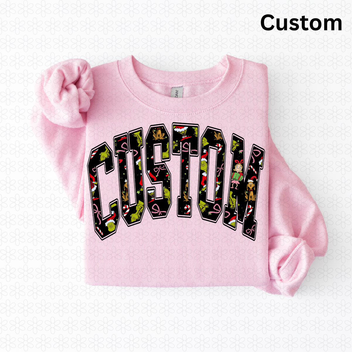 Custom Grinch Black Varsity Arch DTF Transfer
