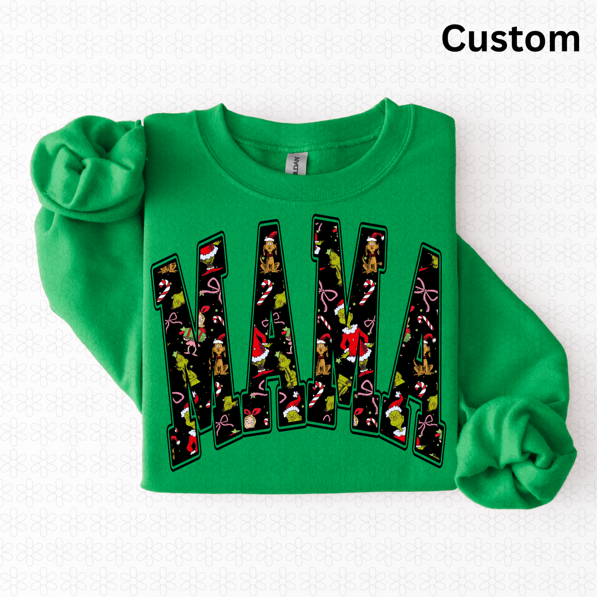 Custom Grinch Black Varsity Arch DTF Transfer