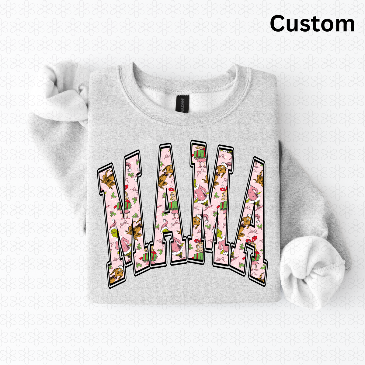 Custom Grinch Pink Arch Varsity DTF Transfer
