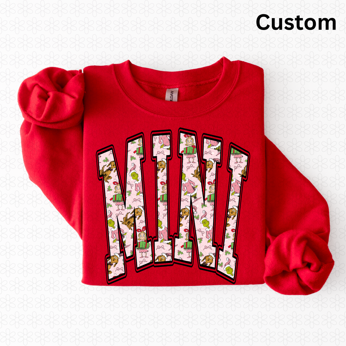 Custom Grinch Pink Arch Varsity DTF Transfer