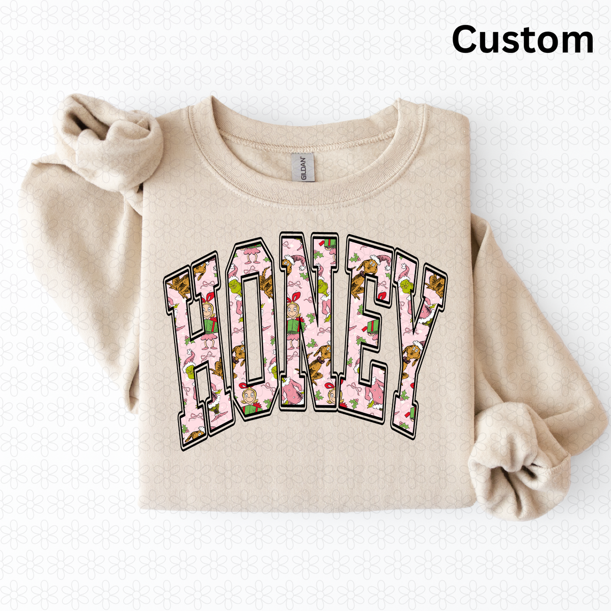 Custom Grinch Pink Arch Varsity DTF Transfer