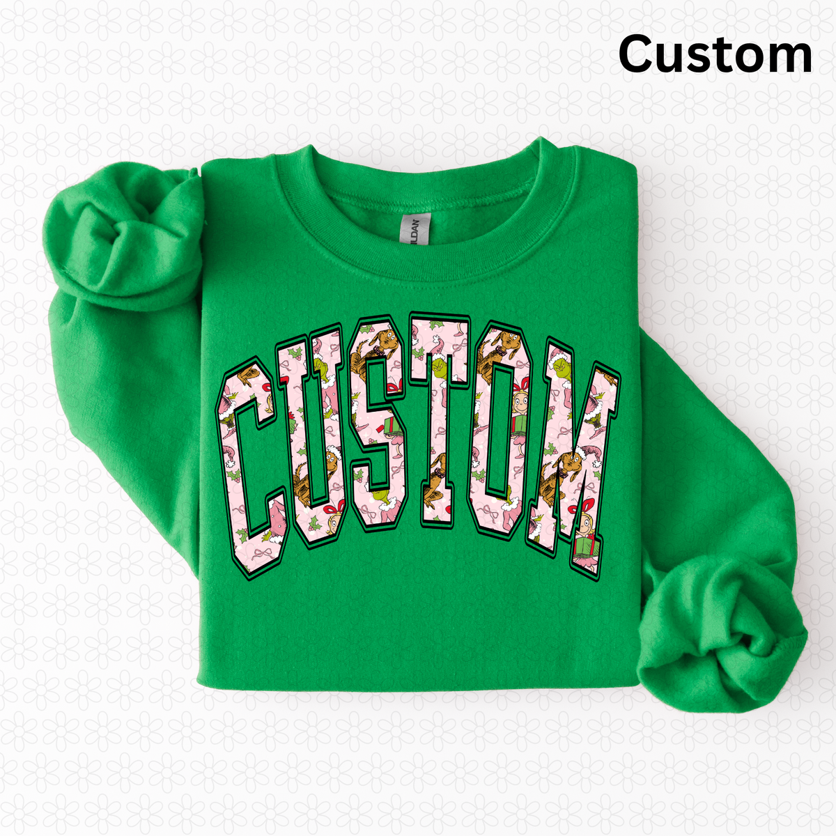 Custom Grinch Pink Arch Varsity DTF Transfer