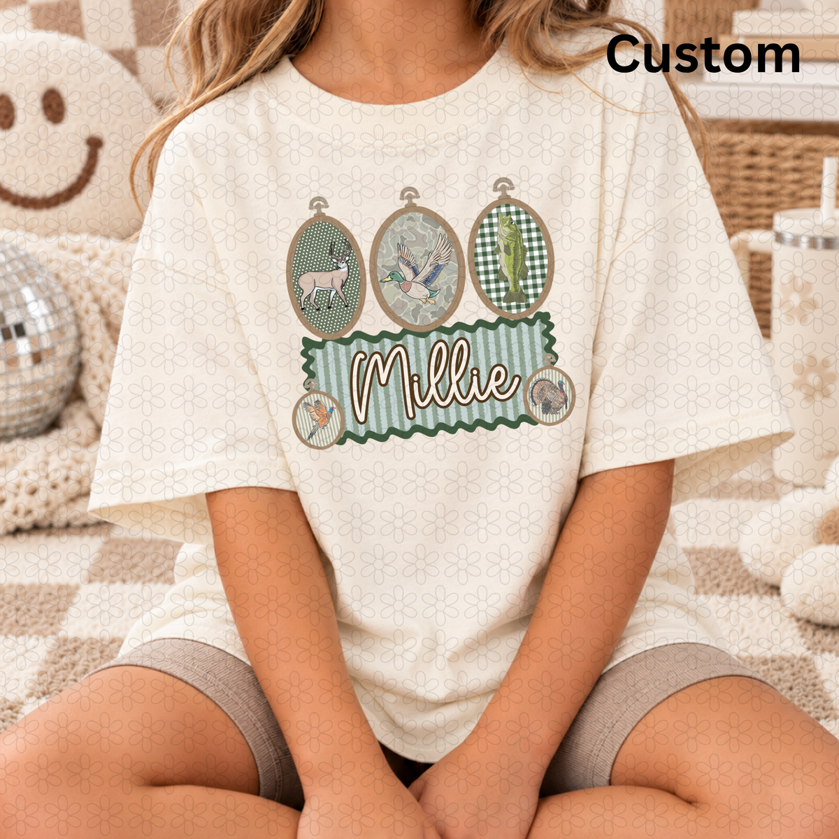 Custom Hunting Name Plate (Girl/Boy Options) Completed Tee