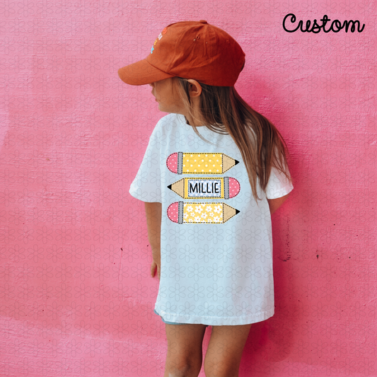 Custom Pencil Name Completed Tee