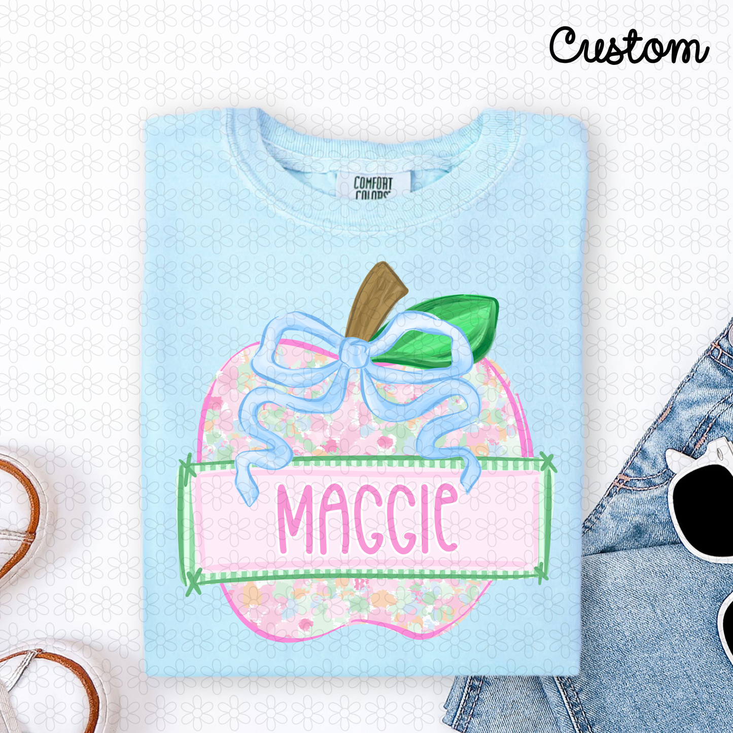 Custom Preppy Apple Nameplate Completed Tee