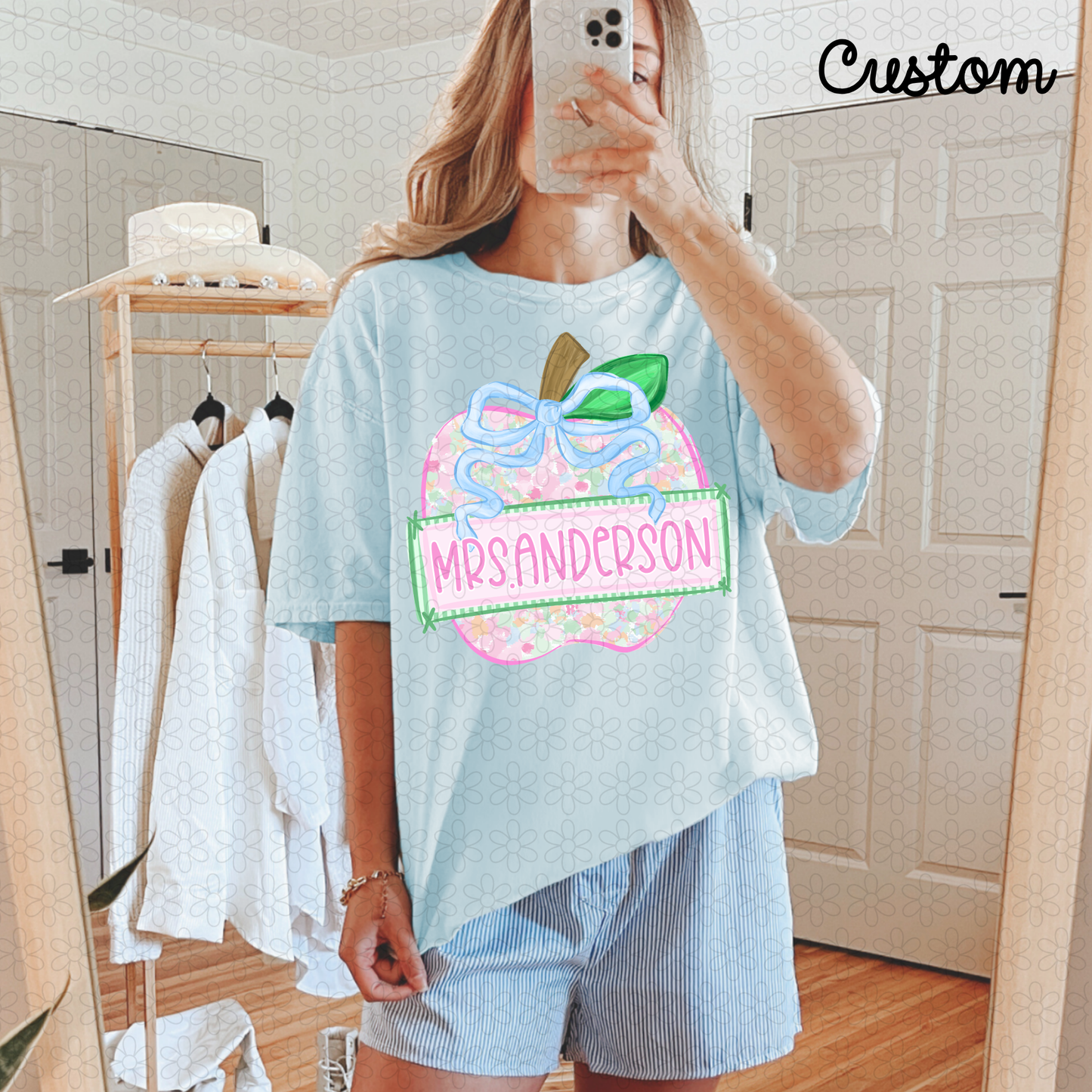 Custom Preppy Apple Nameplate Completed Tee