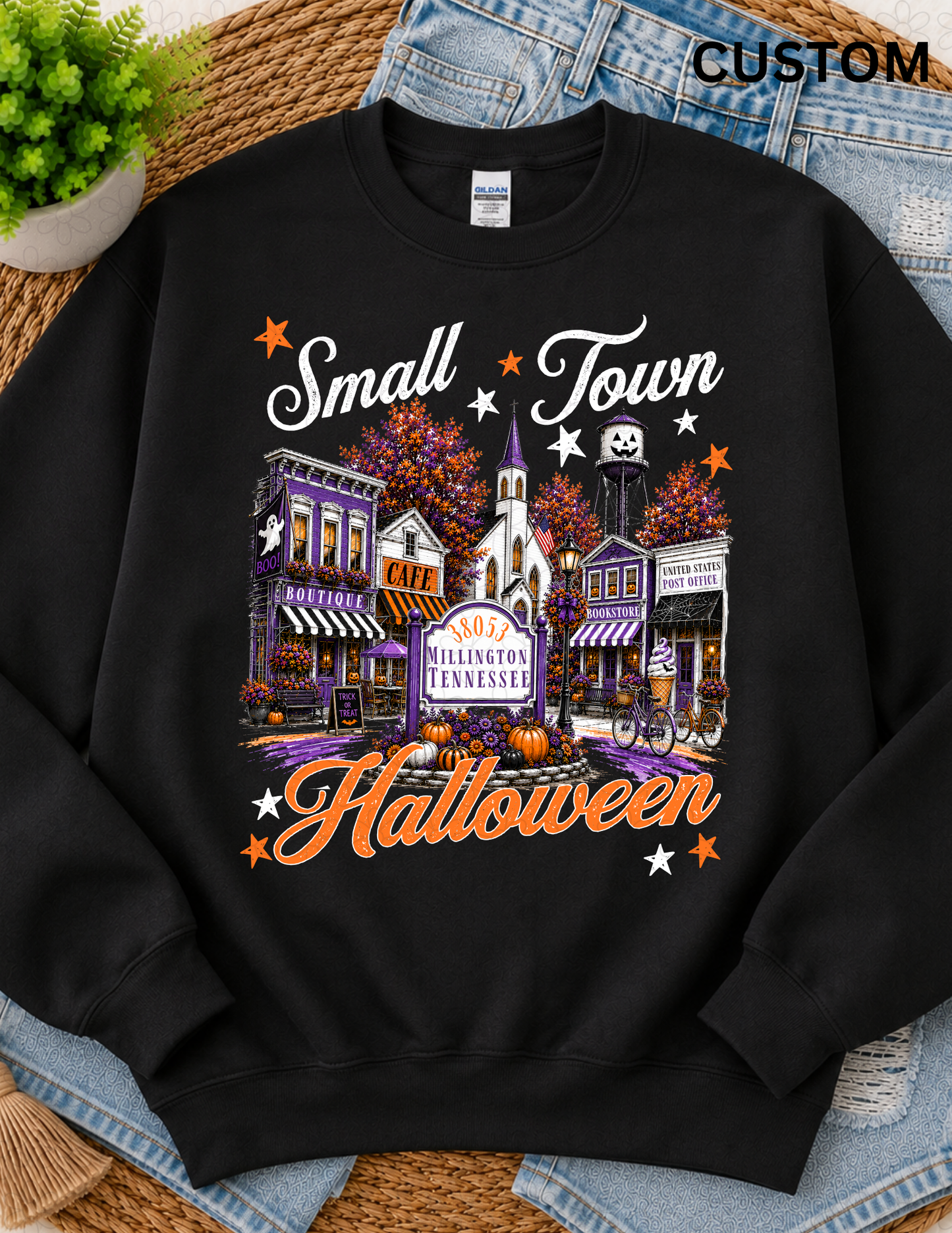 Custom Small Town Halloween DTF Transfer