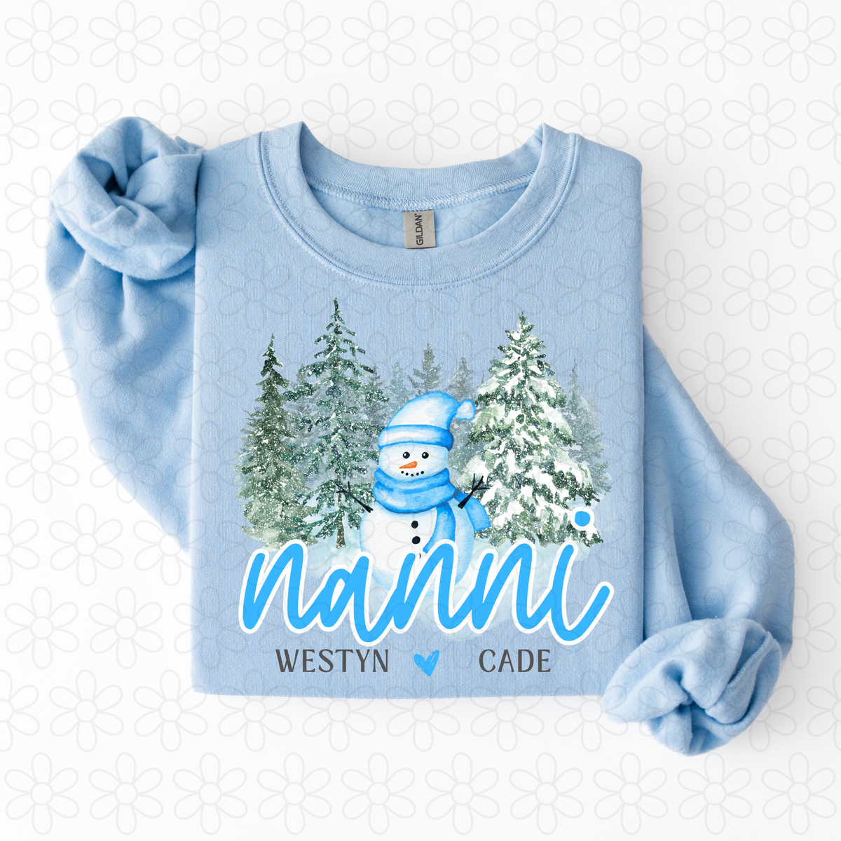 Custom Snowman Winter Editable Names- Blue DTF Transfer