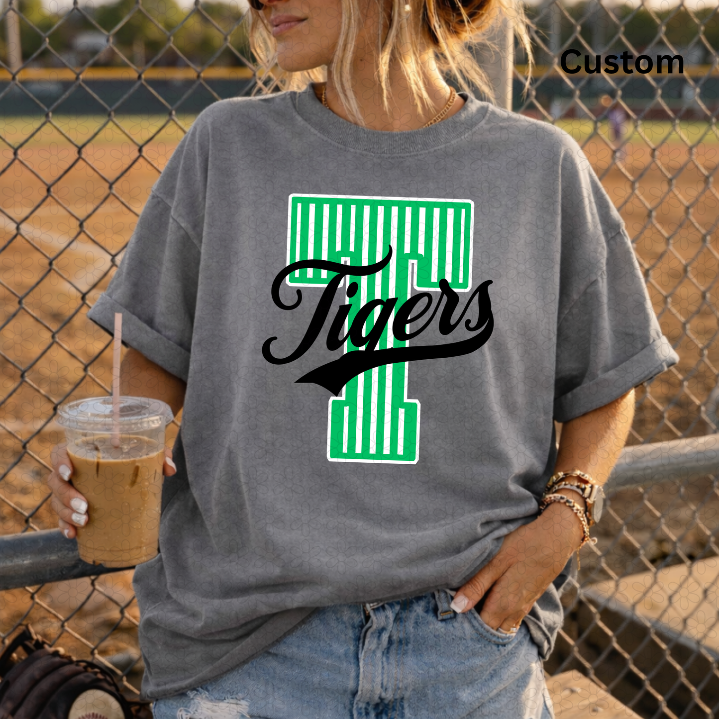 Custom Striped Initial School Spirit DTF Transfer