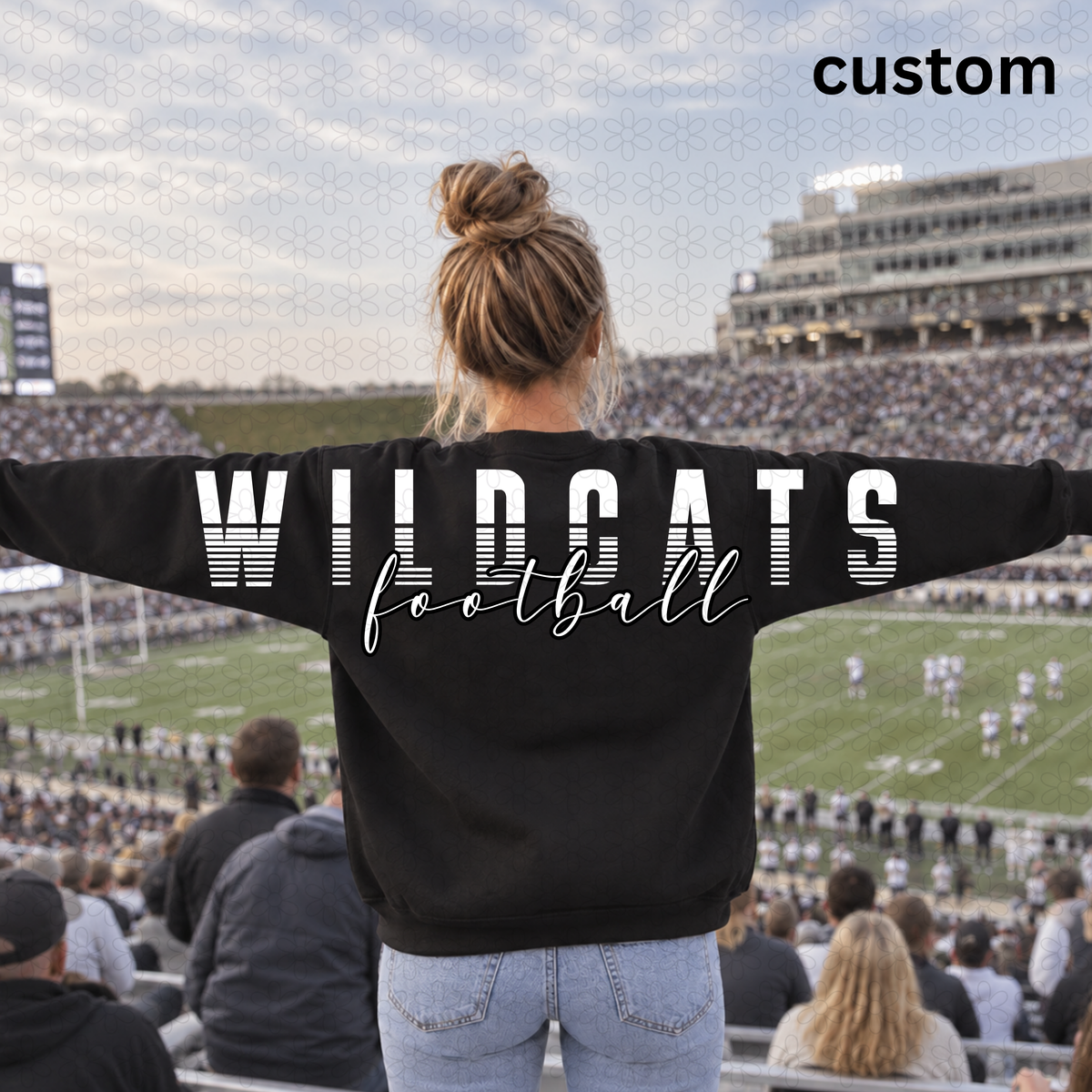 Custom Striped Text Big Back Across the back Completed Tee