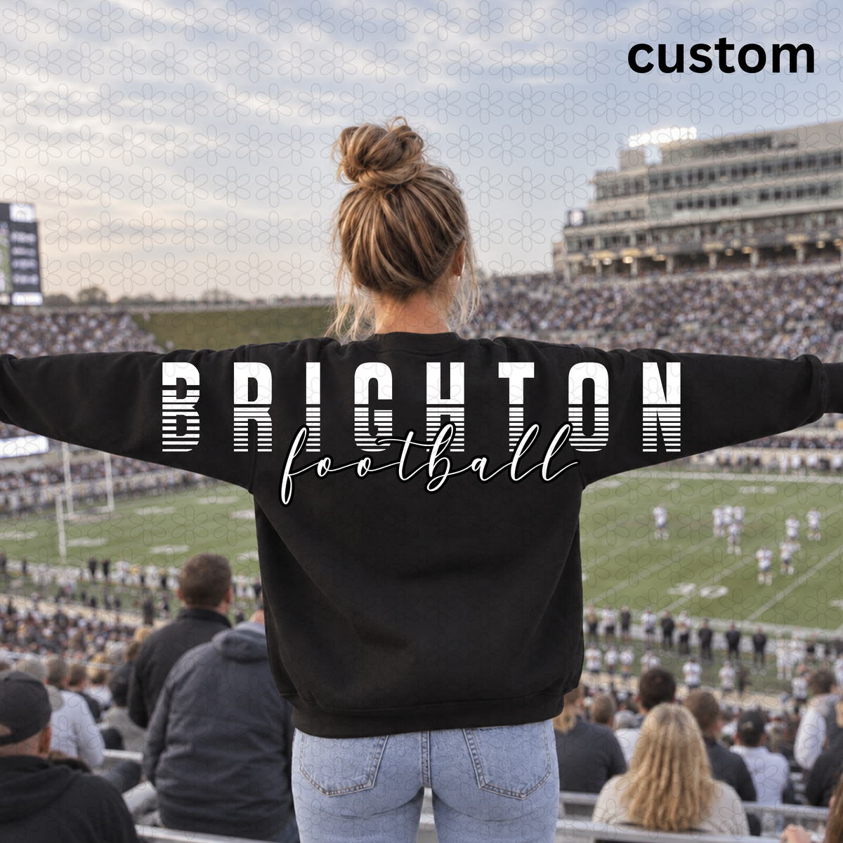 Custom Striped Text Big Back Across the back Completed Tee
