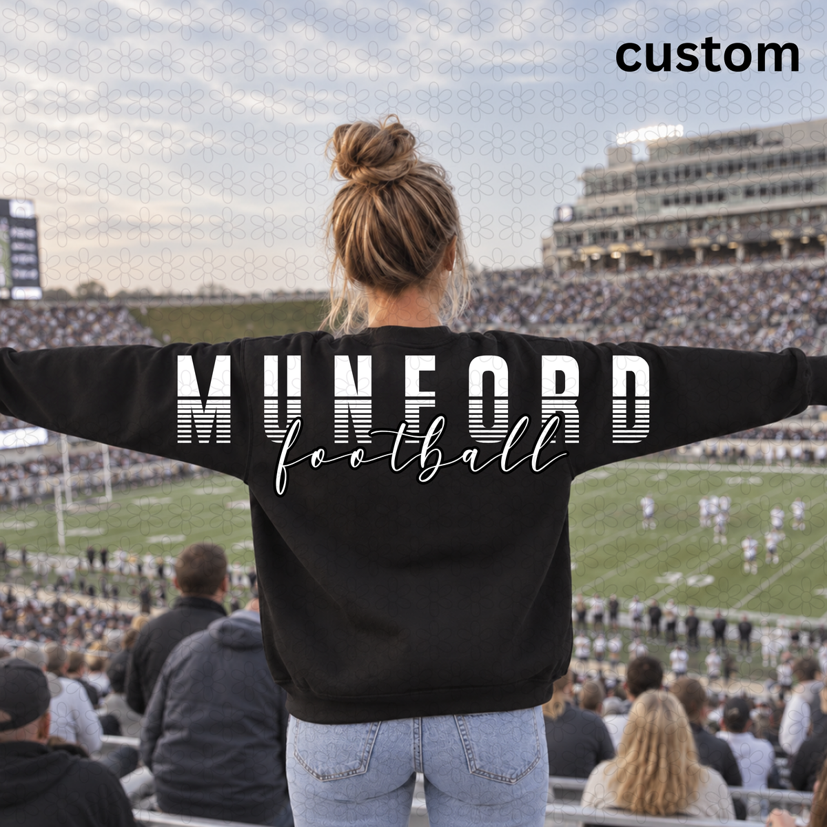 Custom Striped Text Big Back Across the back Completed Tee