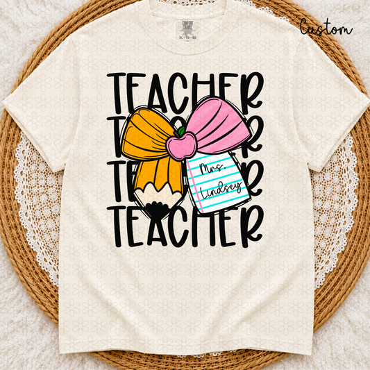 Custom Teacher Coquette Completed Tee