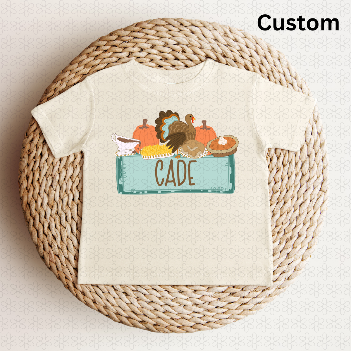 Custom Thanksgiving boy nameplate Completed Tee