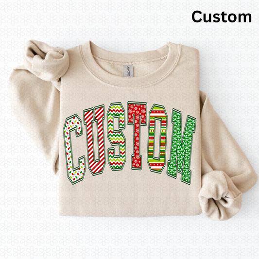 Custom Traditional Christmas Collection Varsity Arch DTF Transfer