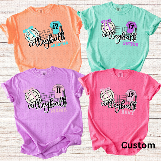 Custom Volleyball Faux Glitter Net Completed Tee