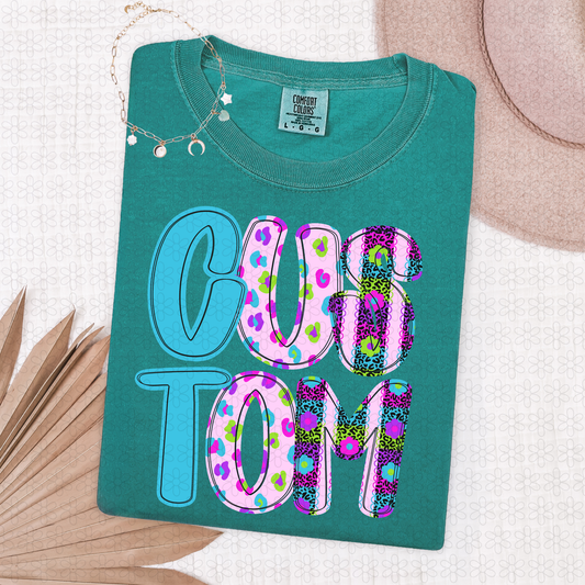 Custom Wild Neon Alpha  Stacked Completed Tee