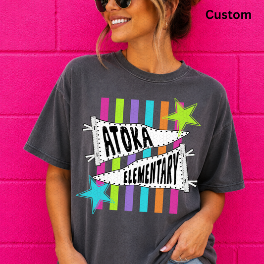 Custom bright neon pennant school spirit Completed Tee