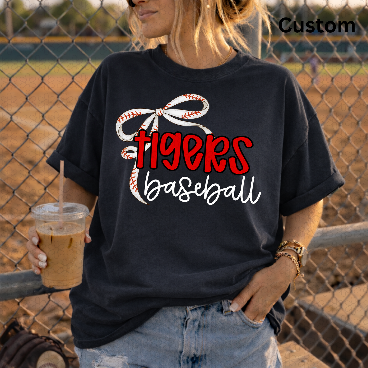 Custom thin baseball bow Completed Tee